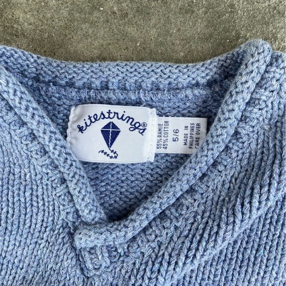 Vintage Kitestrings Boy’s Knit Vest Size 5/6 Cornflower Blue Preppy Pictures - Picture 3 of 5